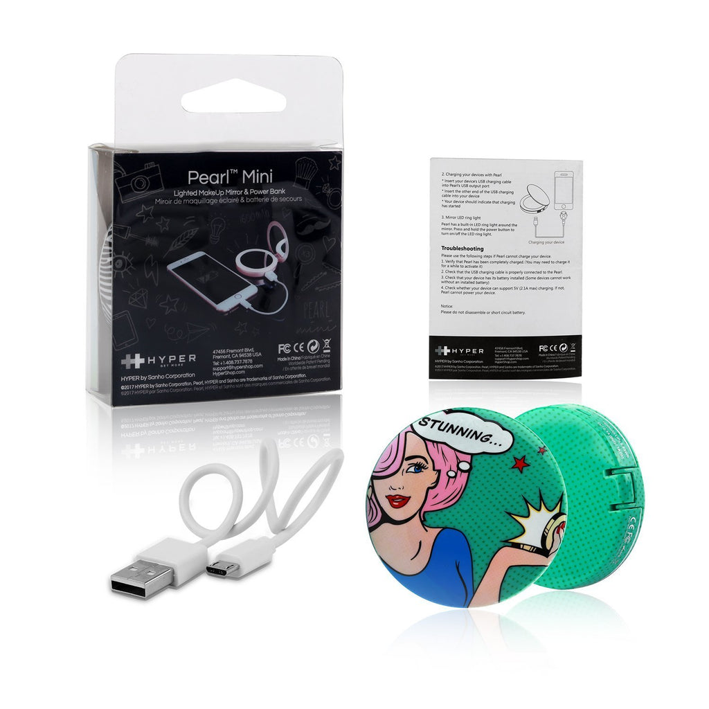 Pearl Mini - LED Ring Light Makeup Mirror & USB Power Bank 1600mAh