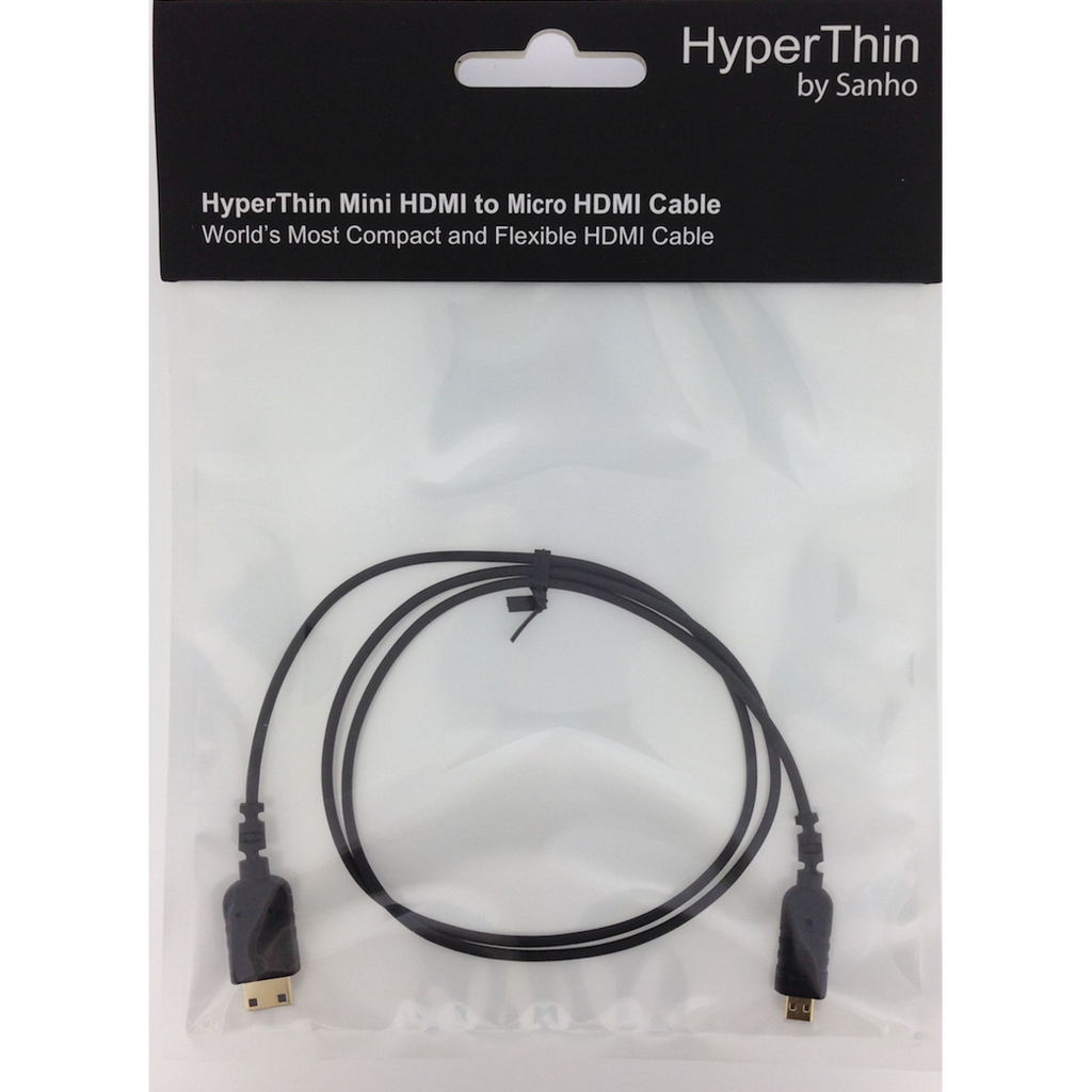 HyperThin World's Thinnest & Most Flexible Mini HDMI to Micro HDMI Cable (0.8m)